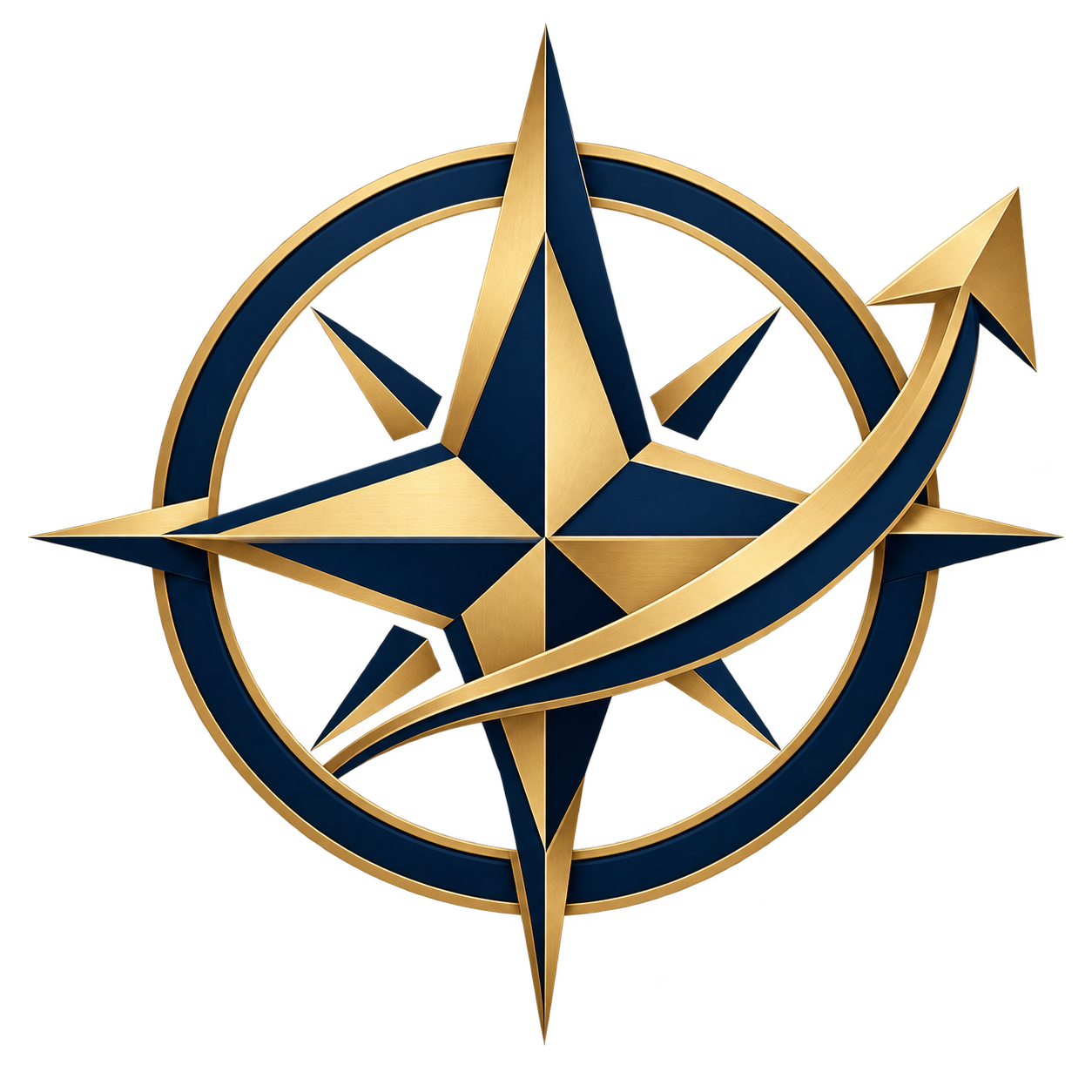 Compass and upward arrow logo